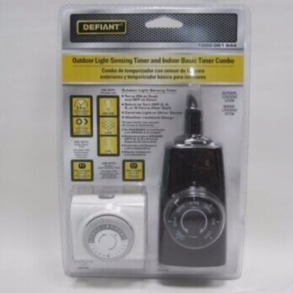 NWT Defiant Combo Outdoor Light Sensing Timer Indoor Basic Timer 24hr Program - Picture 1 of 5